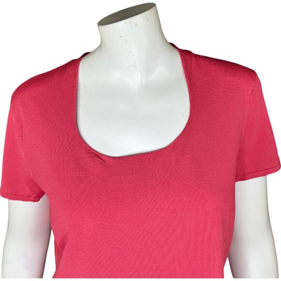 Talbots Large Petite Womens Salmon Pink Short Sleeve Stretch Top NWT - Picture 8 of 12